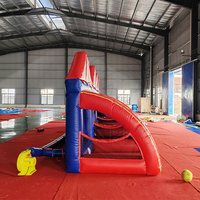 Tente de Cirque Gonflable Rouge et Blanche, Stations de Jeux de Carnaval Commerciales, Stand de Jeu Interactif 4-en-1 pour Fêtes et Événements