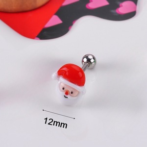 Anneaux de <span class=keywords><strong>piercing</strong></span> en acier inoxydable 316L avec zircon couleur bonbon, motif Père Noël de Noël, pour mariage et bijoux de corps - Product Image 2