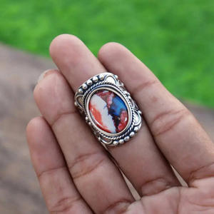 Anillo de Cóctel T0979 con Bisel Ovalado de Ágata Natural, Joyería de Moda Unisex, Regalo - Product Image 2