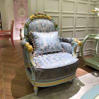 Fauteuil individuel de luxe, style Palais Français, sculpté à la main, en bois massif, rembourré, pour salon, maison ou hall d'hôtel