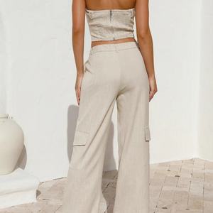 Vente flash : débardeur pour femme, vêtements personnalisés, crop top sans bretelles, beige, hauts courts pour femmes - Product Image 4