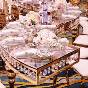 Bàn Mặt Trăng Bằng Thép Không Gỉ Sang Trọng Bàn Tiệc Cưới Khách Sạn Hình Bán Nguyệt - Product Image 5