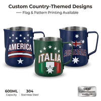 Jarra para Espumar Leche Kingze OEM con Logotipo Personalizado, 600 ml, Acero Inoxidable 304, Patrón Personalizado, Jarra para Latte Art al por Mayor