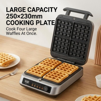 Máquina para Hacer Waffles en Oferta, con Tapa Magnética, 5 Programas de Cocción, Control de Temperatura NTC, 1400W, Compacta, para Encimera