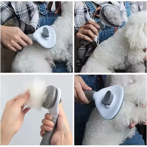 Cepillo autolimpiable para gatos con botón de liberación, cepillo para eliminar el pelo de perros, peine para el aseo, masajeador para mascotas, herramienta limpiadora de pelo de mascotas - Product Image 5