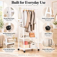 Porte-manteau multifonctionnel en métal épais et tissu personnalisé avec cintre mobile et support de séchage Rangement polyvalent pour outils et vêtements