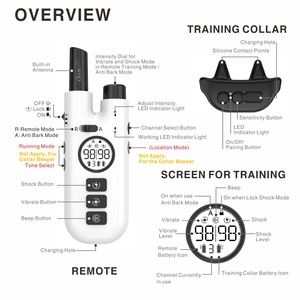 JiaBei 800m <b>Remote</b> Control Dog Training Collar With <b>Vibration</b> Electric Shock Beep Modes Rechargeable Bark Control For Dogs - Product Image 3