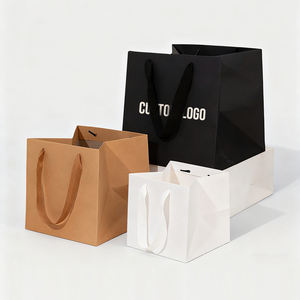 Recyclable Custom Logo Wholesale Square Cake <strong>Flower</strong> Packaging Black White Gift Tote <strong>Bags</strong> Big Brown Kraft Paper <strong>Bag</strong> for <strong>Flowers</strong> - Product Image 1
