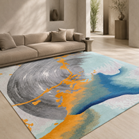Tapis fait main en laine de Nouvelle-Zélande et mélange de soie de bambou, tufté, de qualité supérieure, conçu sur mesure par Manna Innovative New Designs pour salon.