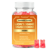 Complément alimentaire en gommes de champignons Lion's Mane véganes à haute puissance, marque privée OEM, avec Alpha GPC et Ashwagandha pour la concentration et la mémoire