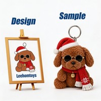 Porte-clés en peluche super doux personnalisé, ours rouge en peluche, pendentif animal en peluche, design de poche noir, logo personnalisé OEM, souvenir promotionnel