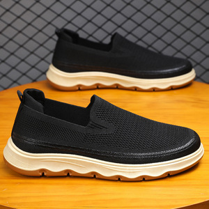 Chaussures de mode pour hommes, nouvelle collection transfrontalière, grandes tailles, à enfiler, respirantes, légères, à semelle épaisse en caoutchouc, en maille, toutes saisons - Product Image 4