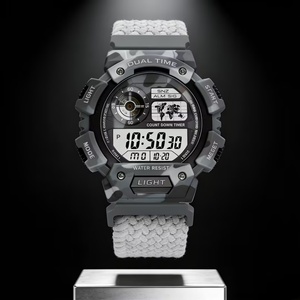 Reloj Deportivo Digital 3ATM Resistente al Agua para Hombre, Reloj Deportivo con Función de Cuenta Regresiva, Correa de Nailon Trenzado con Hebilla Deslizante LED - Product Image 1