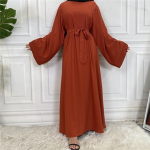 6394# Top Selling Amazing Quality Nida Abaya With Wide Flare Sleeves UK Closed Abaya Modesty Dress With Matching Belt - Product Image 4