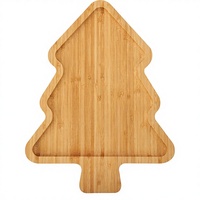 Kersttafelblad van bamboe, vintage, voor charcuterie, feestjes en feestdagen
