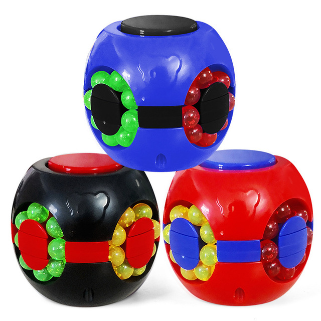Education Stress Relief Fidget Sensory Magic Bean Cube Puzzle Toys Fingertip Spinning Rotating Speed Burger Magic Bean Cube