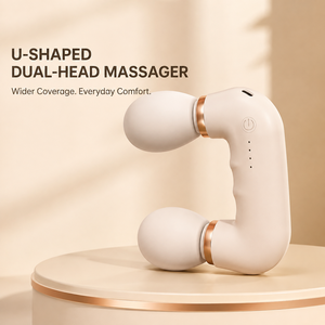 Pistolet de massage sans fil à double tête en U, moteur sans balais, 12 vitesses, batterie 2500 mAh pour la relaxation des muscles du cou et du dos - Product Image 1