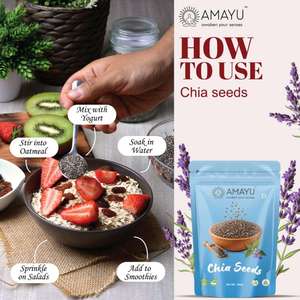 Graines de Chia Premium Amayu 200g |   Superaliment 100% naturel à base de plantes |   Riche en oméga 3, en fibres et en protéines |   Graines saines végétaliennes - Product Image 4