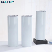 Bouteille isotherme droite vierge pour sublimation SCCFMM, en acier inoxydable, pour impression par transfert thermique de logo