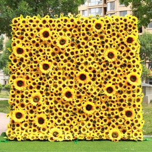 Panel de Flores Artificiales de Girasol 3D 5D de Lujo, Tela de Seda, Fondo de Pared para Bodas, Fondo de Flores y Plantas, 8 pies x 8 pies - Product Image 2