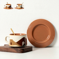 Ensemble de soucoupe de tasse à café en céramique jetable moderne avec motif de dessin animé 220ml Design Sense Niche