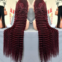 Perruques en cheveux humains 100% naturels, couleur 99J, style Water Wave Pixie Curly, vente en gros, perruques Lace Front HD 13x4 sans colle pour femmes noires
