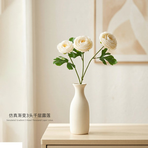 Fleurs artificielles de lotus superposées à 3 têtes, blanches, 100cm-200cm, pour décoration de mariage, bouquet, Xinchengzhi - Product Image 1