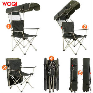 Silla Plegable para Exteriores Woqi con Toldo, 123x58x91 cm, Marco de Aluminio, Tela Oxford, Silla de Jardín y Camping - Product Image 2