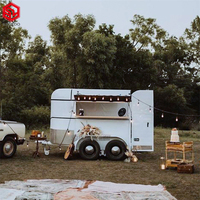 Camion de nourriture Mobile Vintage, remorque de boîte de cheval entièrement équipée, support de Hot-Dog, chariot de Dessert, remorque de nourriture de cheval