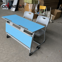 Ensemble Chaise et Table d'Écolier Double en Métal Moderne, Mobilier de Classe Réglable et Écologique pour Étudiants du Primaire et du Collège