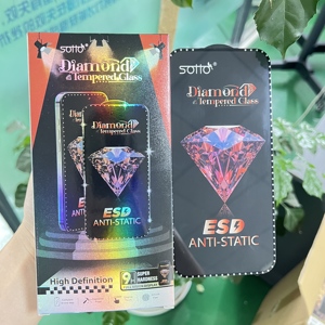 Protection d'écran en verre trempé 9H à couverture intégrale et colle complète, effet diamant, prix usine pour <span class=keywords><strong>iPhone</strong></span> 15 PRO, Samsung, Infinix, Tecno - Product Image 2