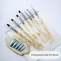 Nouveau design – Kit de pinceaux de peinture gel pour manucure, stylo de dessin, outil de design de salon, ensemble de 7 pinceaux à ongles avec manche en marbre acrylique