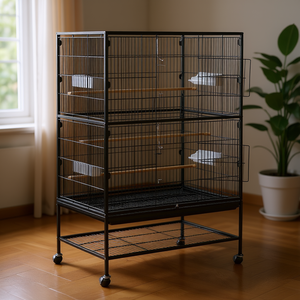 Jaula para Pájaros de 31.5 x 20.5 x 52 Pulgadas, de Hierro con Techo Plano, Perchas y Bandeja Extraíble, para Loros, Uso en Interiores - Product Image 2