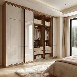2025 Best Selling Luxury Custom Wood Door Modern Design Walk-in Closet Wall <b>Wardrobe</b> for Bedroom & Living Room - Product Image 3