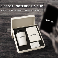 Ensemble cadeau d'entreprise avec logo personnalisé : carnet A5 + gobelet isotherme + clé USB, cadeau d'affaires haut de gamme pour clients et employés