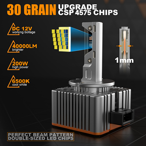 Oferta al por Mayor con MOQ Alto, en Existencia, Luces LED para Autos de 200W 40000Lm CSP4575, Faros LED para Automóviles con Decodificador D1S D2S D3S, Garantía de 2 Años - Product Image 2