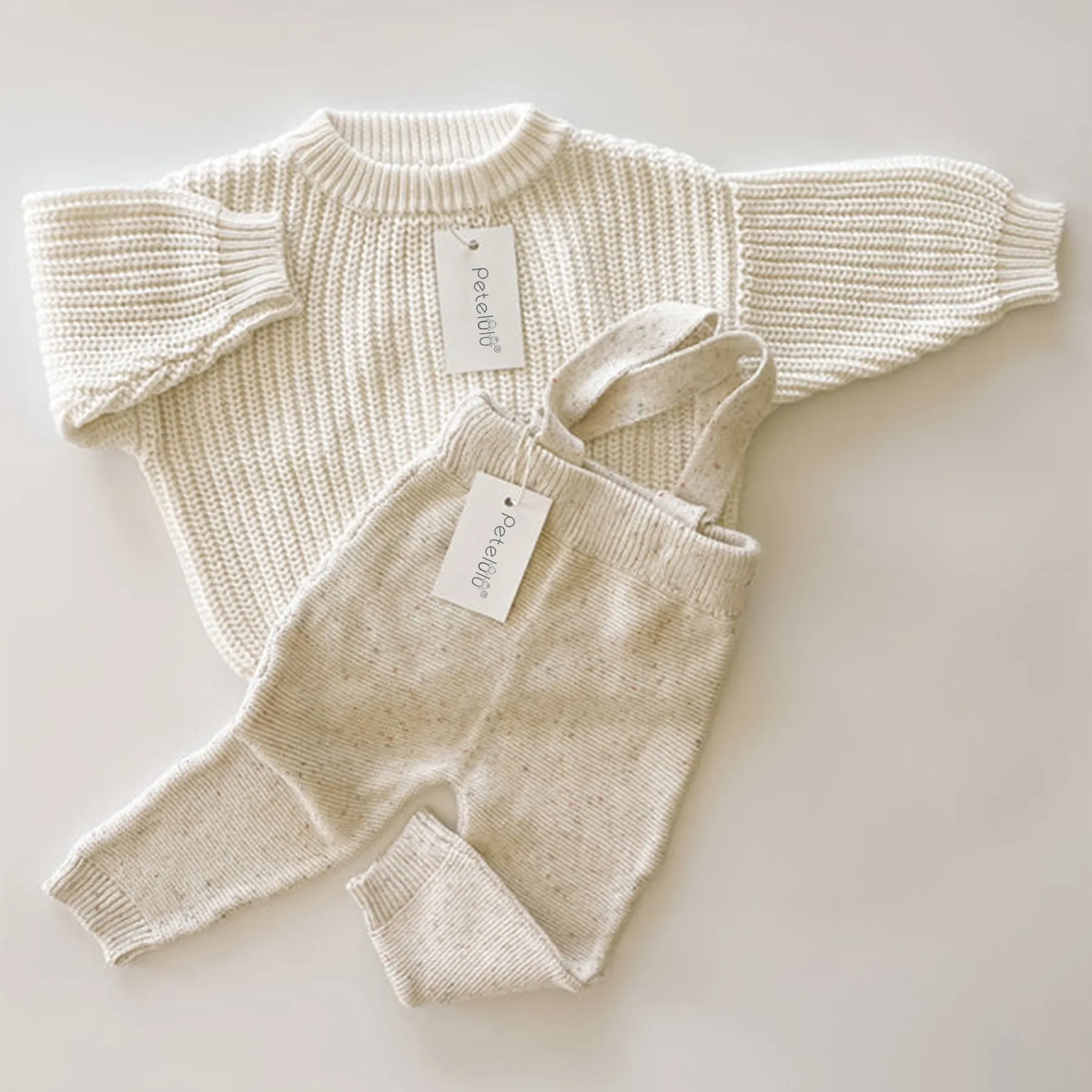 Best Selling Baby Knitted Sweater Children Boys Girls Overalls Ribbed Cotton Toddler Baby Sweater set