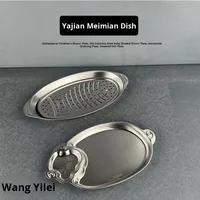 Yolecen petite préparation domestique plat assiette profonde dessin animé conception épaissie 304 acier inoxydable vinaigre plat boulette assiette