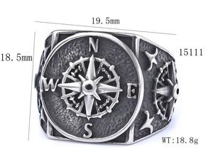 Anillo Cruz Vikingo Personalizado con Runas Nórdicas, Banda de Acero Inoxidable, Joyería Vintage de Explorador Marítimo <span class=keywords><strong>para</strong></span> Hombre - Product Image 5