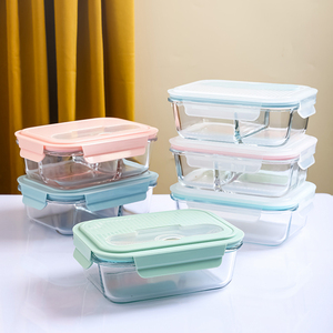 Home Storage Organization Glass Lunch Box glass containers for food storage set with plastic lid