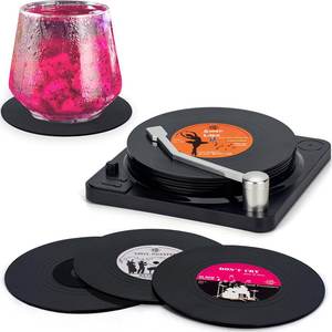 <span class=keywords><strong>Dessous</strong></span> <span class=keywords><strong>de</strong></span> verre rétro drôles en <span class=keywords><strong>vinyle</strong></span> avec lecteur 6 pièces sous-verres <span class=keywords><strong>de</strong></span> musique pour boissons cadeaux pour les mélomanes décor à la maison pendaison <span class=keywords><strong>de</strong></span> crémaillère - Product Image 3