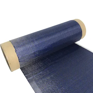 Tissu en fibre de Kevlar de carbone bleu tissu en fibre hybride aramide coloré