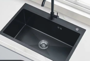 304 Stainless Steel Kitchen Sink Large Single Bowl Nano <b>Black</b> Surface Treatment - Product Image 3