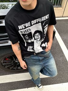 T-shirt vintage à manches courtes pour homme, imprimé sur toute la surface, coupe ample, en coton, streetwear - Product Image 2