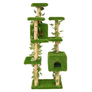 Hoopet Summer Cooling Green Multi-layer Pet Scratcher Toy Cat Climbing Tower Tree