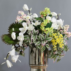 Fleurs artificielles en soie blanche, boutons de magnolia floqués, petites branches, décoration d'intérieur, fausses fleurs - Product Image 5