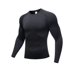 Camiseta de entrenamiento atlético para hombre a precio de fábrica, camisetas de compresión de manga larga para deportes acuáticos con protección contra sarpullidos