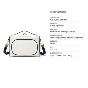 Sac de raquette de pickleball en toile fine tissée Heritage, capacité 2 raquettes, logo personnalisé, vente en gros, sac de raquette de tennis et de padel - Product Image 6