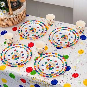 Happy Birthday Colorful Balloon Paper <b>Cups</b> And Plates Set Disposable Party Supplies For Birthday Celebration Cartoon Style - Product Image 2