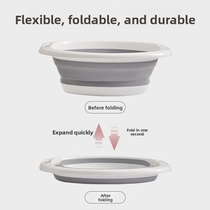 Lavabo Plegable de Plástico de Lujo para Dormitorio, Uso Estudiantil, Extra Grande de 32 cm, Lavabo Portátil para Lavar los Pies, para Baño y Cocina - Product Image 2